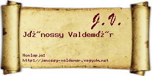 Jánossy Valdemár névjegykártya